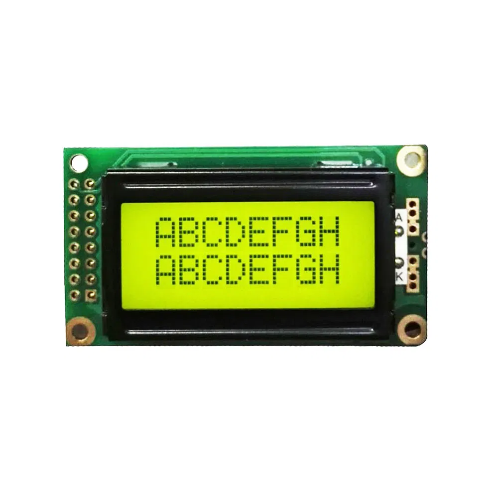 8×2 Character LCD Module (Black on Yellow)